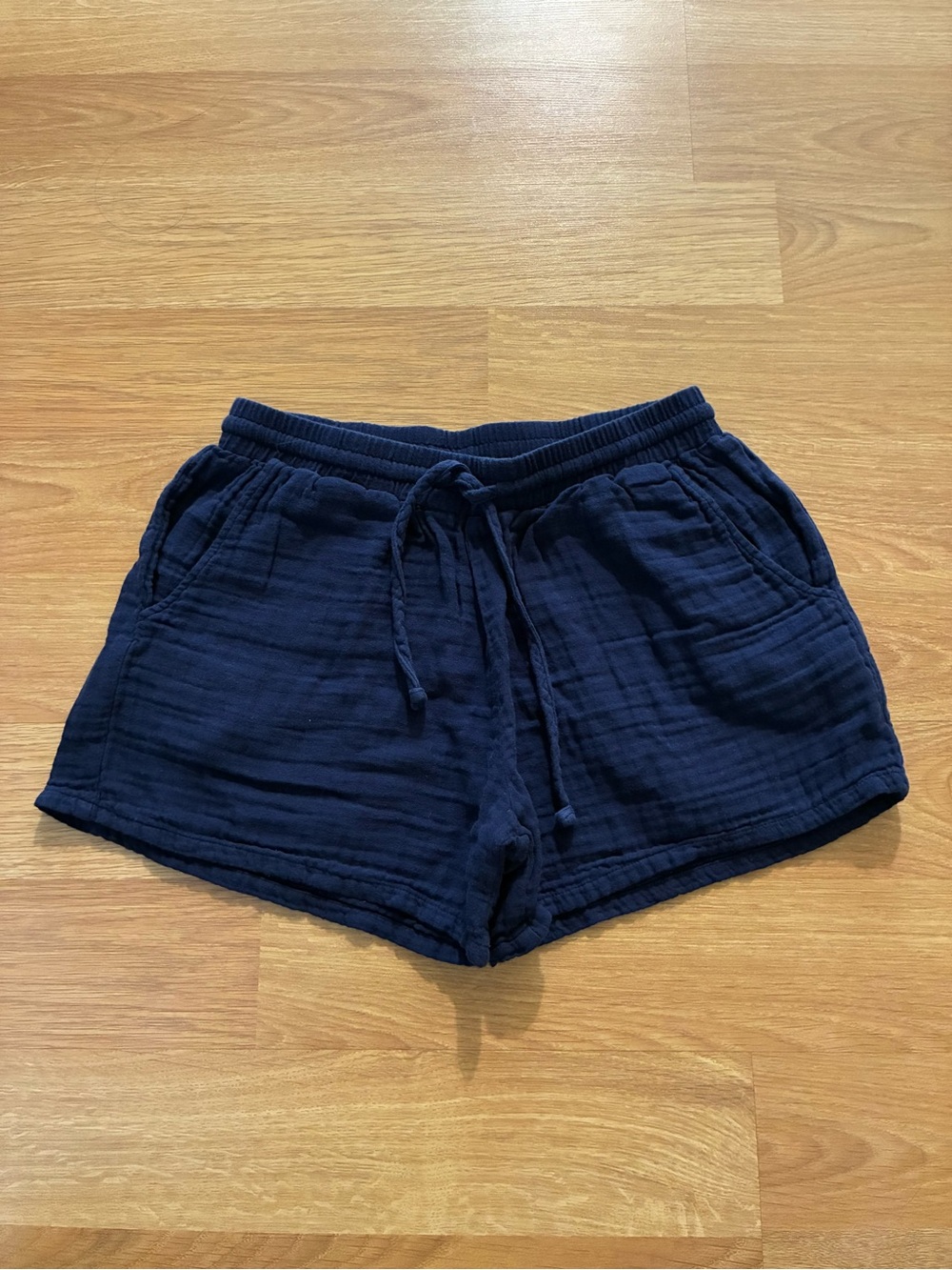 Women's Navy Drawstring Cotton Shorts - Lotus & Luna